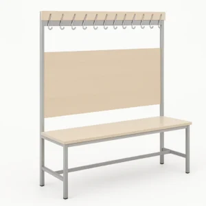 Banco de vestuario de melamina con respaldo y perchero, Zentry