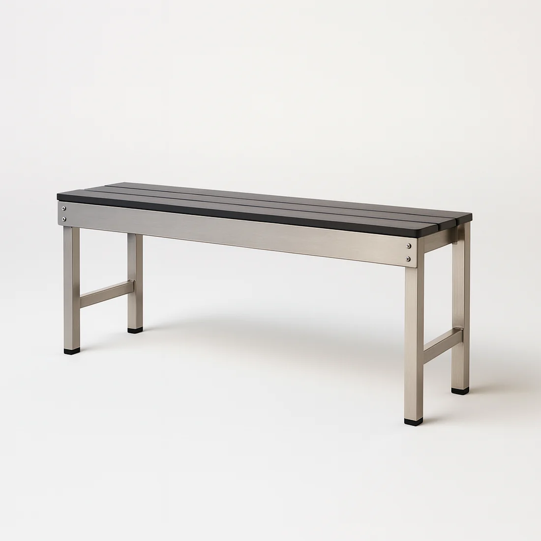 Banco de vestuario fenólico Zentry ZEL-F182, sencillo, en tablero compacto de 12 mm sobre estructura de acero inoxidable