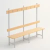 Banco de vestuario de melamina Zentry de 2000 mm con respaldo y perchero de ocho colgadore Banco de vestuario de melamina Zentry de 2000 mm con respaldo y perchero de ocho colgadores
