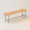 Banco de vestuario de pino Zentry, modelo sencillo de 1500 mm con listones de pino barniza Banco de vestuario de pino Zentry, modelo sencillo de 1500 mm con listones de pino barnizado y estructura gris RAL 7035
