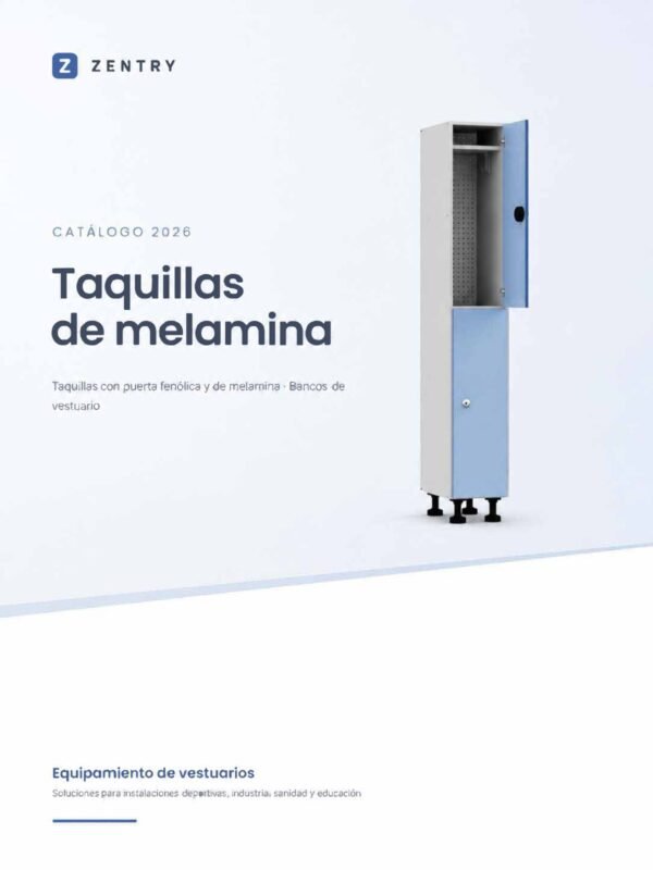 Portada del catálogo 2026 de taquillas de melamina Zentry