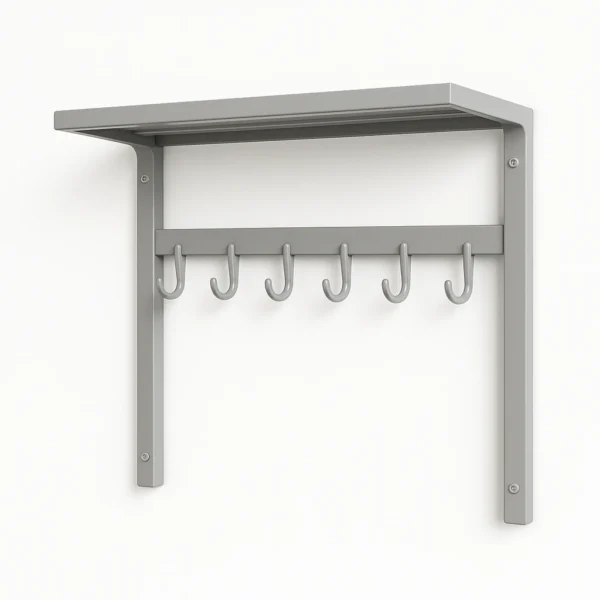 Perchero con repisa para vestuario Zentry Perchero de pared con repisa para vestuario Zentry (representación genérica)