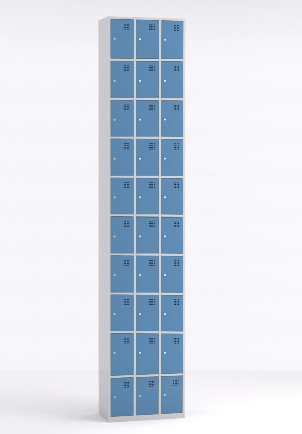 Taquilla metalica de 10 puertas, modulo 3, puertas azules