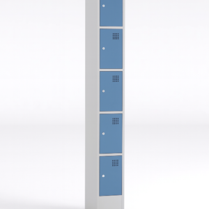 Taquilla metálica de 5 puertas, módulo 1, puertas azules