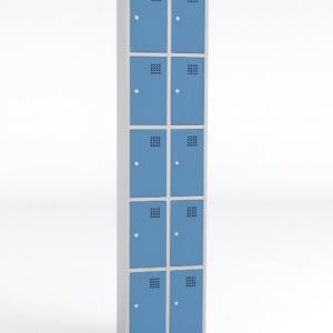Taquilla metálica de 5 puertas, módulo 2, dos columnas, puertas azules