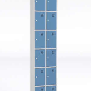 Taquilla metálica de 6 puertas, módulo 2, dos columnas, puertas azules