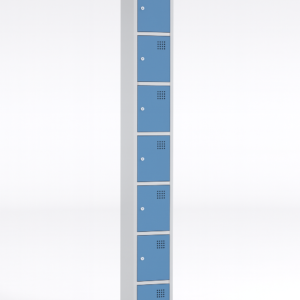 Taquilla metálica de 8 puertas, módulo 1, puertas azules