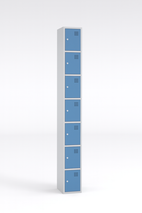 Taquilla metálica de 8 puertas, módulo 1, puertas azules